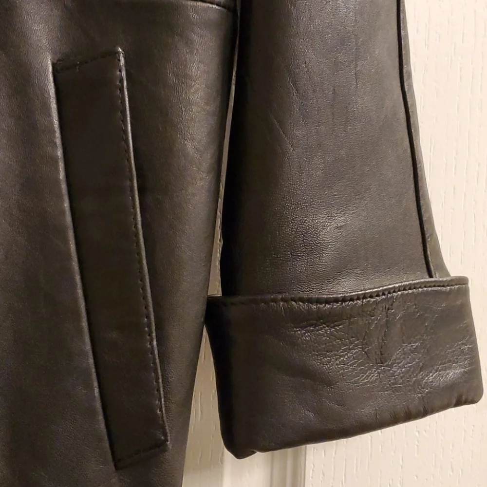 The Limited Vintage Genuine Black Leather Full Length Trenchcoat S